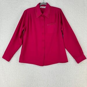 Yves St. Clair‎ Pink VTG Button-Up Shirt Womens Collared Long Sleeve Size 12